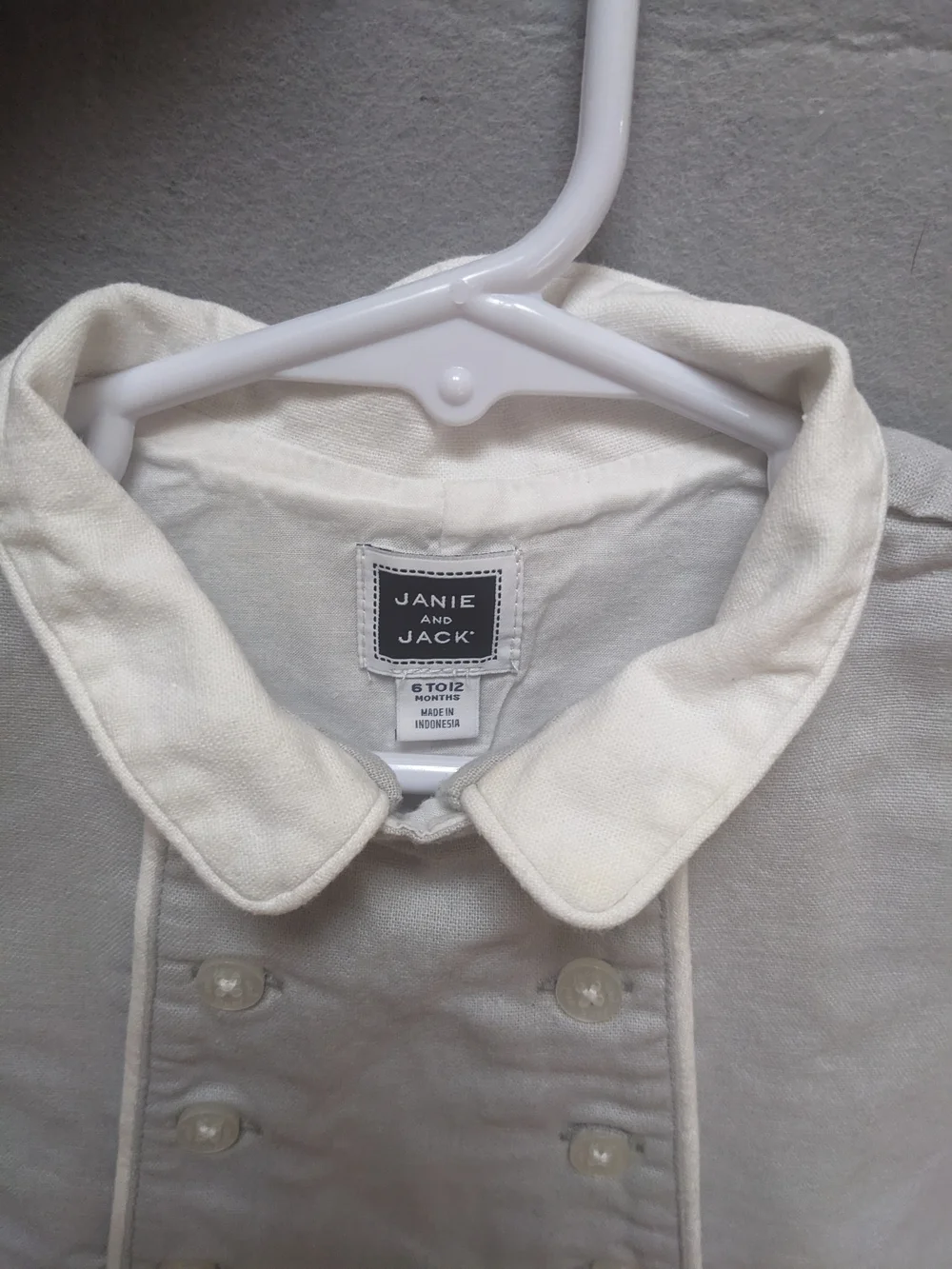 Janie and Jack Cream Baby Romper